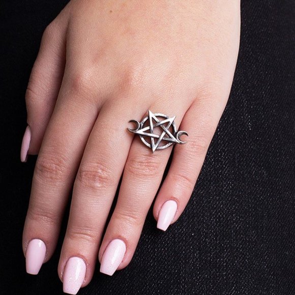 Alchemy Gothic Wiccan Pentagram Goddess Ring 6-9.5 NWT - Picture 2 of 6